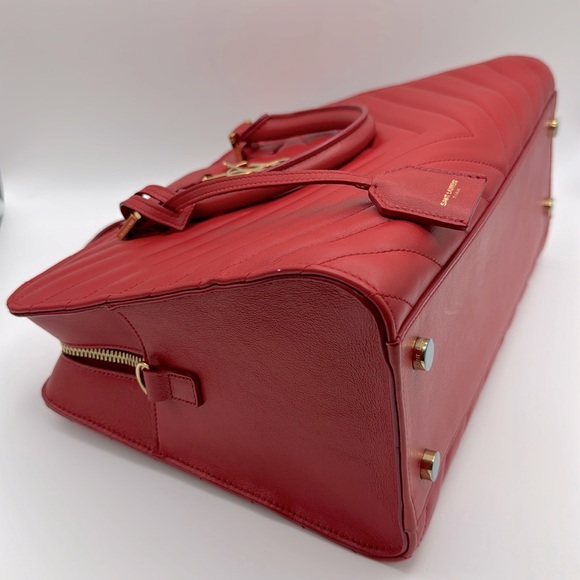 YVES SAINT LAURENT Red Matelasse Quilted Cabas Monogram YSL Leather - Picture 8 of 16